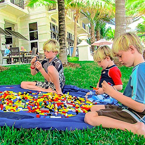 Bolsa de Almacenamiento de Juguetes para niños, Alfombra de Juego Organizer para Juegos de niños, Juguetes de Niños una Limpieza más Rápida (Azul, 150 cm)