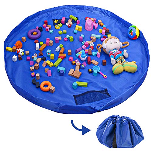 Bolsa de Almacenamiento de Juguetes para niños, Alfombra de Juego Organizer para Juegos de niños, Juguetes de Niños una Limpieza más Rápida (Azul, 150 cm)