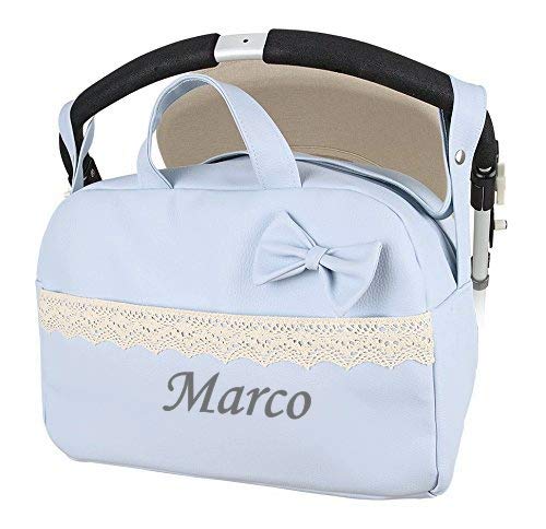 Bolso polipiel carrito bebe. Color Azul. Personalizado con nombre bordado- Danielstore (azul)