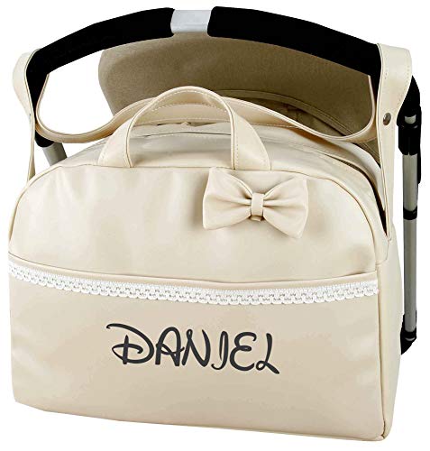 Bolso Polipiel Personalizado Carrito bebe Maternal. Color Beige + regalo de un babero- Danielstore