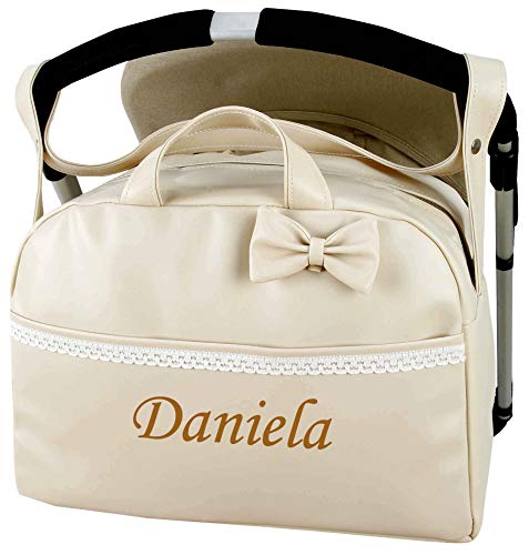 Bolso Polipiel Personalizado Carrito bebe Maternal. Color Beige + regalo de un babero- Danielstore