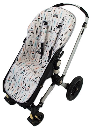 Borda y más AMZ8805 - Colchoneta bugaboo y protector arnés silla paseo, color tipis y plumas