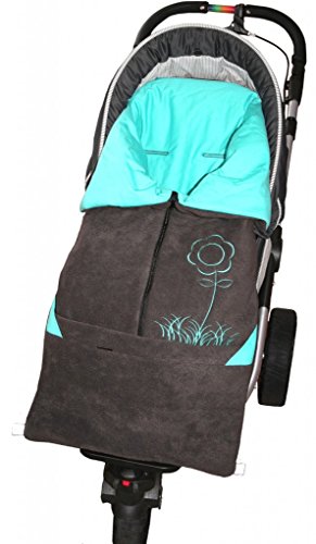 ByBoom – Saco de abrigo 2 en 1 para primavera, verano, otoño, universal, para portabebés, asiento de coche, por ejemplo, para Maxi-Cosi, Römer, para cochecito o silla de paseo; antracita/aqua