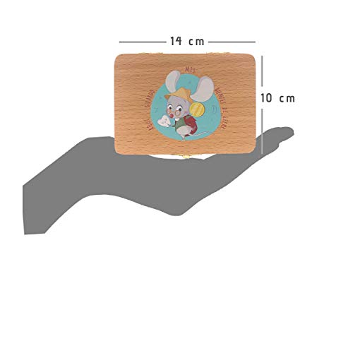 Caja de madera para guardar los dientes de leche el ratoncito Pérez. Versión en español