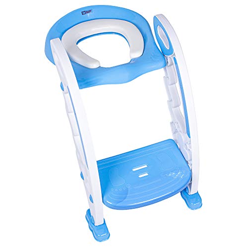 Calma Dragon Asiento de Inodoro para Bebe Portátil, Silla con Escalera para el Baño para Niños, Asiento Plegable para el Vater con un Escalón Reposapies (Azul)