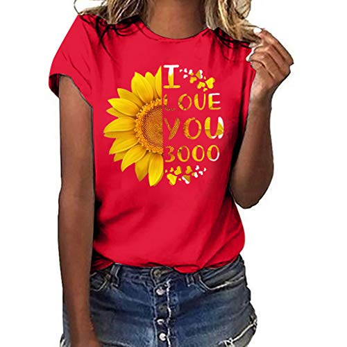 Camiseta de Mujer Manga Corta I Love You 3000 Tallas Grandes Casual Tank Impresión Tops 2019 Nuevo T Shirt Promociones