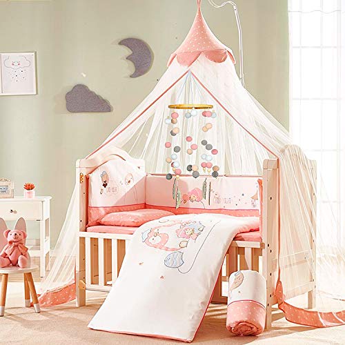 Campanilla de Cama para Bebé, Comius Pelota de Fieltro Móvil para Cuna de Bebé, Tienda Móvil de Carillones de Viento de Madera Colgante Decoración del Hogar (Pink)