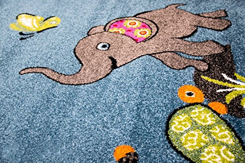 CARPETIA Alfombra los niños Alfombra de Juego zoológico Animales Elefante Zorro Tortuga Mono Ardilla Cebra búho Turquesa Größe 120x170 cm