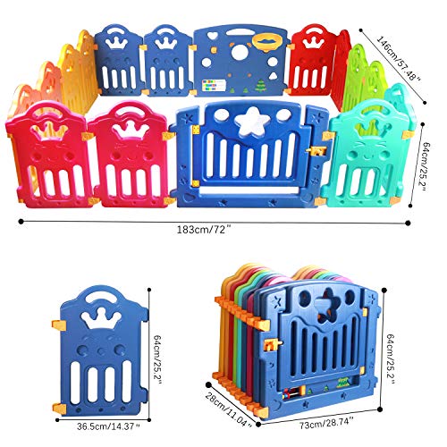 CCLIFE Parque infantil bebe Valla Infantil Puerta de Seguridad de Plástico para Bebés para Niños de 10 Meses a 9 Años