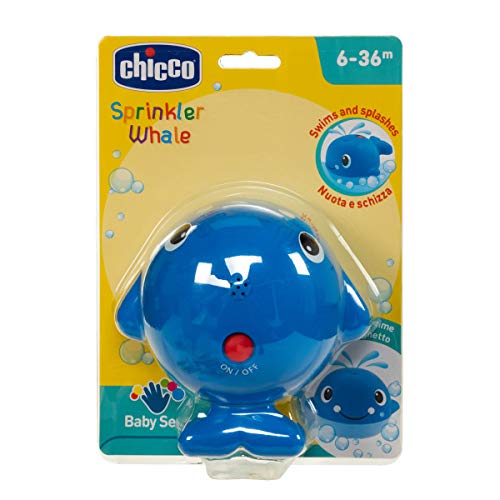 Chicco Ballenita Nada y Salpica - Juguete de baño para el agua y bañera, ballena con efecto fuente, color azul