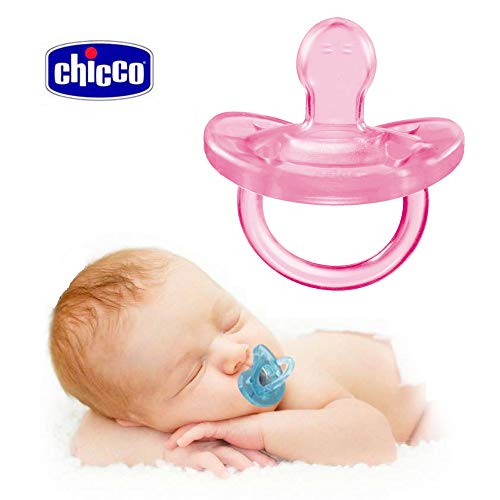 CHICCO Physio Soft, Pack de 2 Rose Girls Chupetes de Silicona, 0-6 m + CHICCO Easy Clip soft