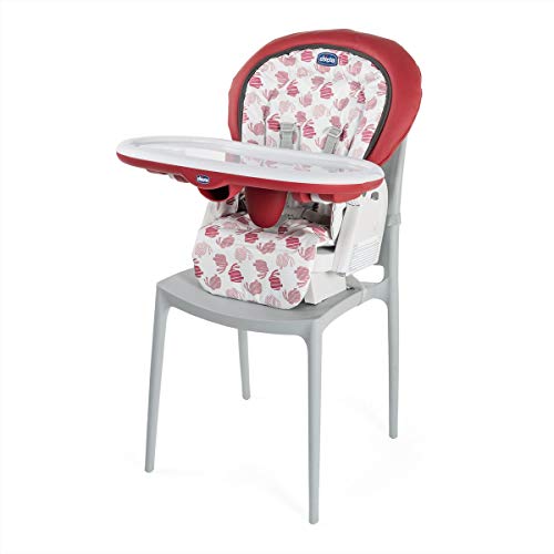 Chicco Polly Progres5 - Trona Evolutiva: Hamaca, Trona y Elevador Compacto, Ajustable, con 4 Ruedas y Freno, de 0 a 3 Años, Color Rojo Estampado Ballenas (Red)