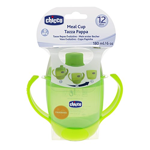 Chicco - Vaso evolutivo extra suave con asa y sistema antigotéo, 180 ml, 12m+, color verde