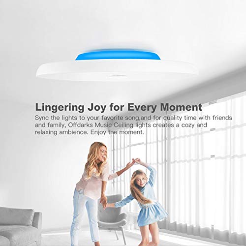 CHYSONGOODS （Versión mejorada）48W 50cm/19.7Inch redonda Plafón lampara led techo colores brillo iluminación de techo de interior con altavoz bluetooth y mando a distancia para habitación,cocina,sala