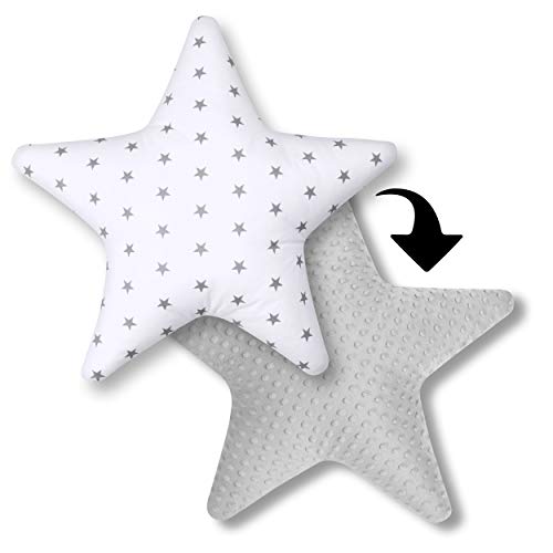 Cojín con forma de estrella, aprox. 60 cm Habitación de habitación de los niños, cojín decorativo de peluche con relleno para dormitorio, habitación de bebé, niñas, estrellas, color blanco (A3)