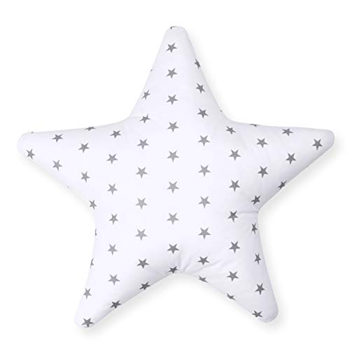 Cojín con forma de estrella, aprox. 60 cm Habitación de habitación de los niños, cojín decorativo de peluche con relleno para dormitorio, habitación de bebé, niñas, estrellas, color blanco (A3)