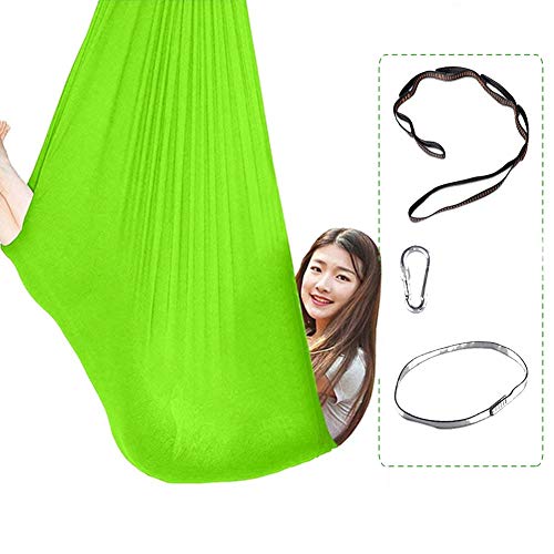 Columpio De Silla De Hamaca, Swing De Yoga, Terapia De Oscilación Interior for Niños Y Adolescentes, Suave for Las Necesidades Especiales (Color : Green, Size : 100x280cm/39x110in)