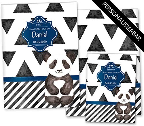 Conjunto de fundas para exámenes médicos y la cartilla de vacunación, con diseño Creative Royal, personalizable panda Talla:U-Heft Set personalisiert