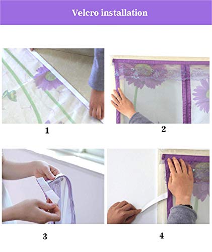 Cortina magnética para mosquitos, cortina magnética de verano para el hogar, luz, ventilación, muda, anti mosquitos, moscas, cortina auto absorbente, sin ponche,Purpledaisy,140 * 220CM