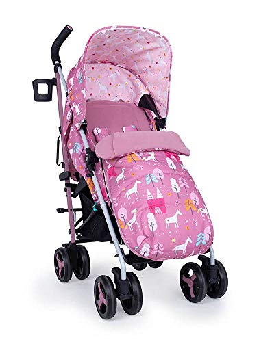 Cosatto Supa 3 Pushchair – Lightweight Stroller from Birth to 25kg | Compact Fold, Large Shopping Basket, Footmuff (Dusky Unicorn Land)