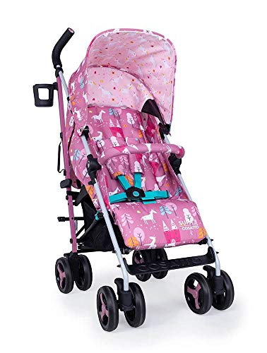 Cosatto Supa 3 Pushchair – Lightweight Stroller from Birth to 25kg | Compact Fold, Large Shopping Basket, Footmuff (Dusky Unicorn Land)