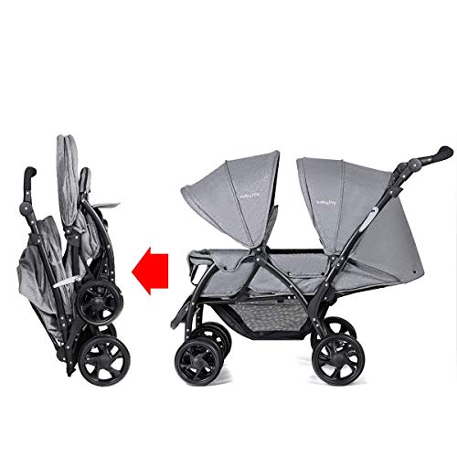 COSTWAY Carrito gemelar Silla de Paseo Sillita Doble Cochecito Hermanos para Bebé Niño Plegable con Rueda Giratoria