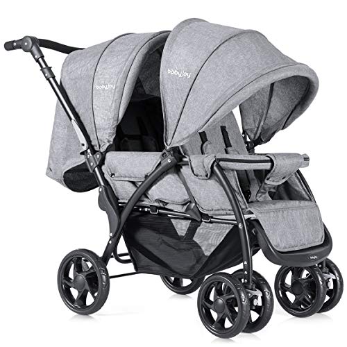 COSTWAY Carrito gemelar Silla de Paseo Sillita Doble Cochecito Hermanos para Bebé Niño Plegable con Rueda Giratoria