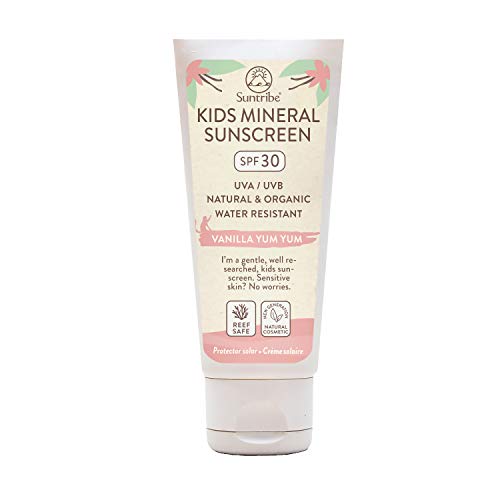 Crema Solar Mineral Niños & Bebés Suntribe - FPS 30 - Con Vainilla Natural - Orgánica - Òxido de Zinc No Nano (Filtro UV Mineral) - 8 Ingredientes - Resistente al agua (100 ml)