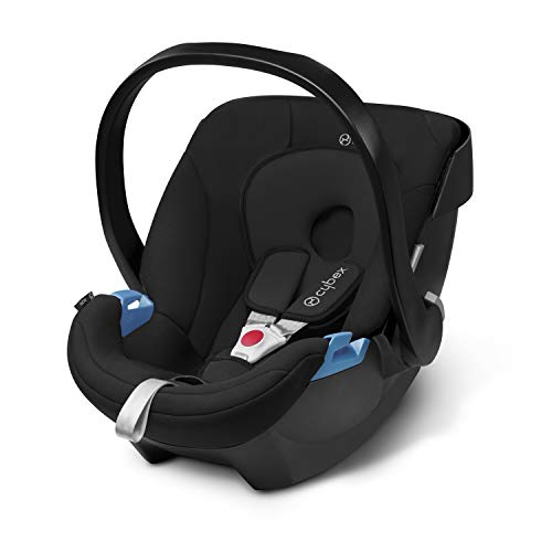 Cybex Silver - Portabebé Aton, en contra de la marcha, incluye reductor para recién nacido, desde el nacimiento hasta aprox. 18 meses, max. 13 kg, pure black