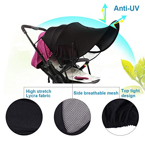 CZNDY Parasol para cochecito,Funda para cochecito de bebé, Sombrilla para cochecito,Toldo carrito bebe anti-UV, Universal y fácil de instalar,Diseño de la ventana+ bolsa de almacenamiento