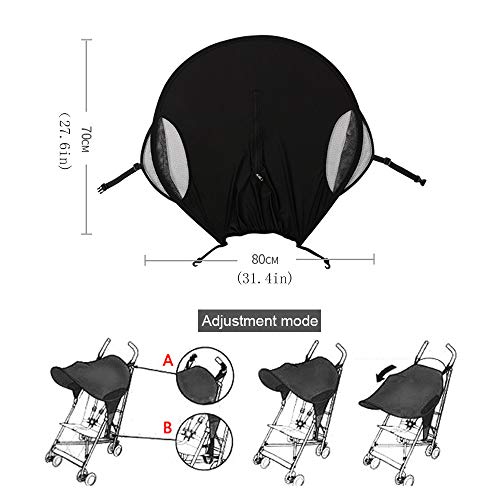 CZNDY Parasol para cochecito,Funda para cochecito de bebé, Sombrilla para cochecito,Toldo carrito bebe anti-UV, Universal y fácil de instalar,Diseño de la ventana+ bolsa de almacenamiento