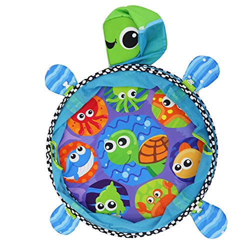 deAO Parque de Juegos Infantil Corralito Feliz para Bebé Centro de Actividades Incluye Almacenamiento, Sonajeros, Móvil Y 4 Pelotas de Material Suave (Tortuga)