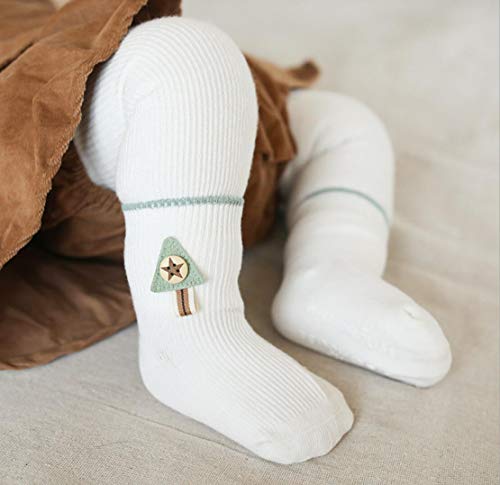 DEBAIJIA 3 Pares de Bebés Antideslizante Calcetines de Algodón Calcetines Elásticos para Niños Niñas 0-12 meses Calcetines Cálidos y Confortables para Primavera Verano - Verde Oscuro - S