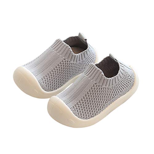 DEBAIJIA Zapatos para Niños 1-5T Bebés Caminata Zapatillas Suela Suave Transpirable Antideslizante Ligero TPR Material Cómodo Encantador(Gris-26)