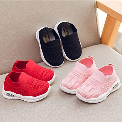 DEBAIJIA Zapatos para Niños 3-18M Bebé Caminan Zapatillas Deporte sin Cordones Transpirables Malla Ligera Antideslizante TPR-Materiale(Negro-22)