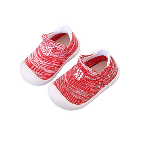 DEBAIJIA Zapatos para Niños 3-30M Bebés Caminan Zapatillas Niñas Antideslizantes Suela Blanda Malla TPR Material Transpirables Moda(Rojo-17)