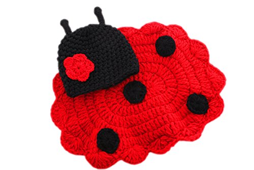 DELEY Bebé Recién Nacido Crochet Tejer Dibujos Animados Mariquita Trajes Unisex Gorra Traje de Fotografía Props de 0-6 Meses