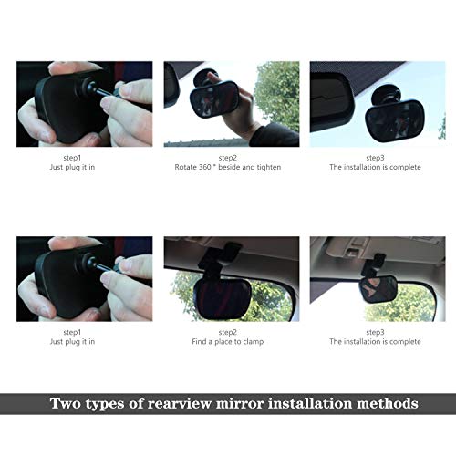 Demason Espejo de bebé en el coche, Retrovisor de Coche, Espejo Retrovisor de Bebé, para Vigilar los bebés en los asientos traseros, 360° Rotación, Fuerte Llave Giratoria(Espejo×1, paleta×1, pinza×1)