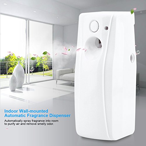 DERCLIVE Dispensador de Aerosol de Perfume de Ambientador Automático de Pared para Interiores con Sensor de Luz Blanco