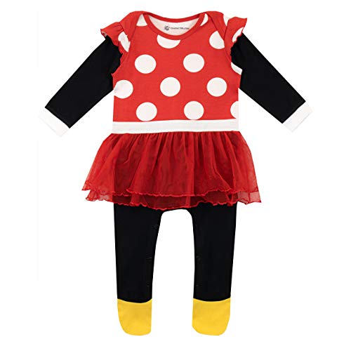 Disney Pijama Conjunto de Pijama Entera y Gorro para Niñas Bebés Minnie Mouse Rojo 0-3 Meses