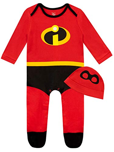 Disney Pijama Entera y Gorro para Niños Bebés The Incredibles Rojo 3-6 Meses