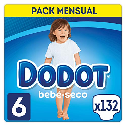 DODOT Bebé-Seco Pañales Talla 6, 132 Pañales, Pañal con Canales de Aire - 13+ kg