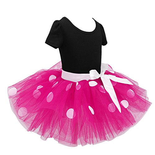 dPois Vestidos de Princesa Diadema Niña Bebé Fiesta Bautizo Tutú Ballet Danza Falda Lunares Bragas Disfraces Fantasía Carnaval Cumpleaños Infantil (6 Meses - 14 Años) Rosa 2 pc 12 Meses