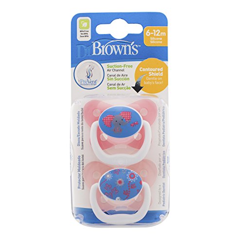 Dr Brown 's prevent chupete (6 A 12 meses, color rosa, pack de 2)