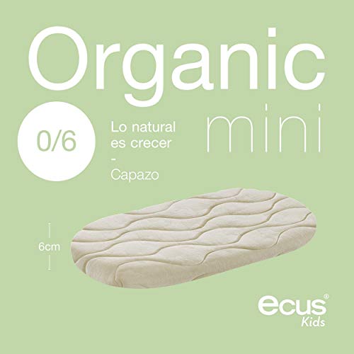 Ecus Kids, El colchón capazo bebé Organic, es el colchón capazo bebé elaborado con materiales orgánicos que potencian sus efectos relajantes - 72x33x6