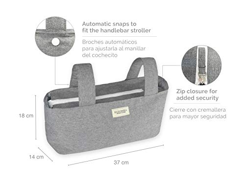 ESLESGREEN Bolsa Organizadora de cochecito, Bolso de paseo para carrito, gris piedra