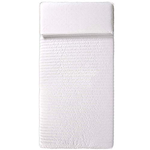 Evergreenweb - Colchón de cuna bebé talla 160x70 cm color blanco material transpirable y cremallera perimetral, Espuma acolchada Descanso bebé Altura 10 cm con almohada antiasfixia gratis - Symba