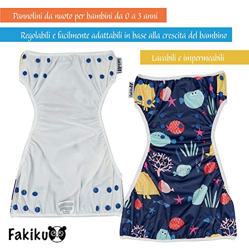 fakiku - Pañal de natación ajustable, lavable y reutilizable, para piscina y mar, 2 unidades Verde Talla única