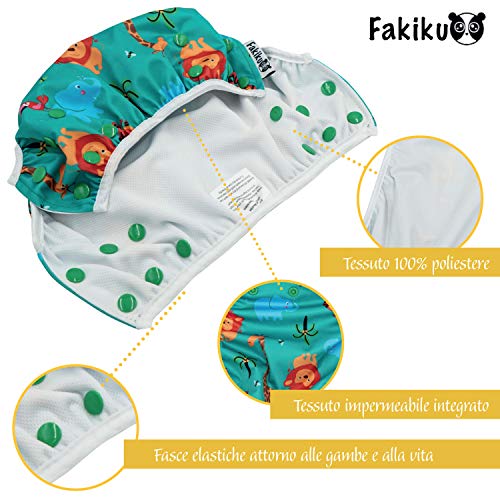 fakiku - Pañal de natación ajustable, lavable y reutilizable, para piscina y mar, 2 unidades Verde Talla única