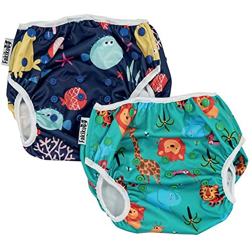 fakiku - Pañal de natación ajustable, lavable y reutilizable, para piscina y mar, 2 unidades Verde Talla única